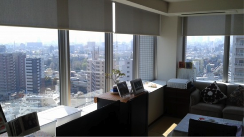 Great view through the windows of an apartment in Tokyo
