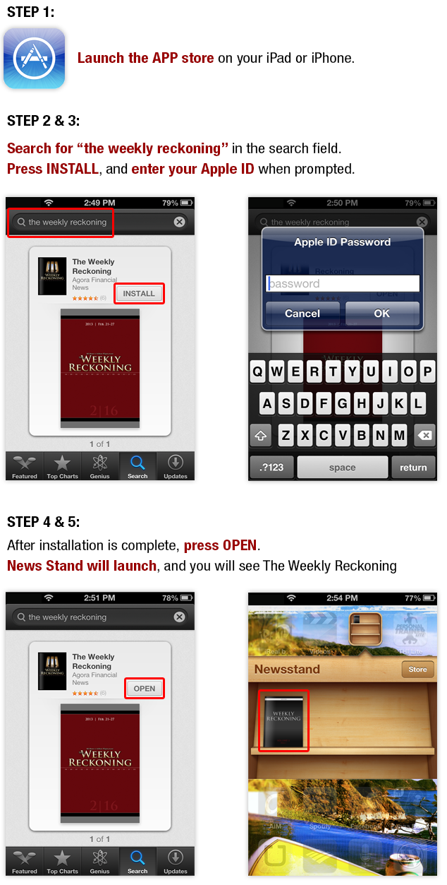 The Weekly Reckoning iPad & iPhone App Downloading Instructions