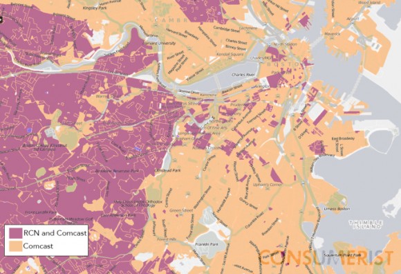 Consumerist Map of Cable Providers in Boston Area