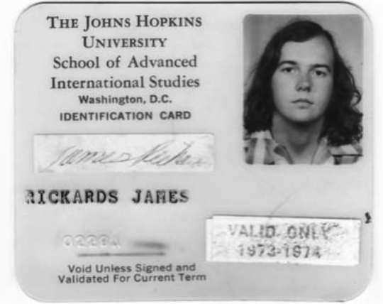 Jim Rickards' College ID